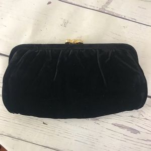 Vintage Black Velvet Clutch w/Hidden Chain Strap